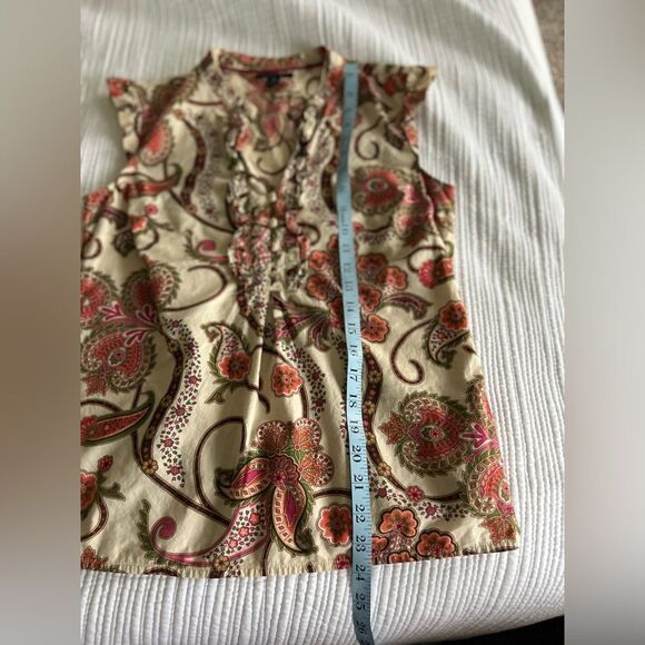 Tommy Hilfiger Women’s Paisley Red Sleeveless Ruffled Top Size Small 100% Cotton - Picture 9 of 10